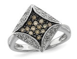 1/3 Carat (ctw) Champagne Diamond Geometric Ring in Sterling Silver
